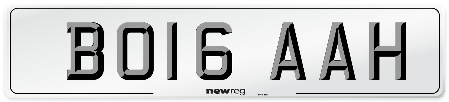 BO16 AAH Number Plate from New Reg